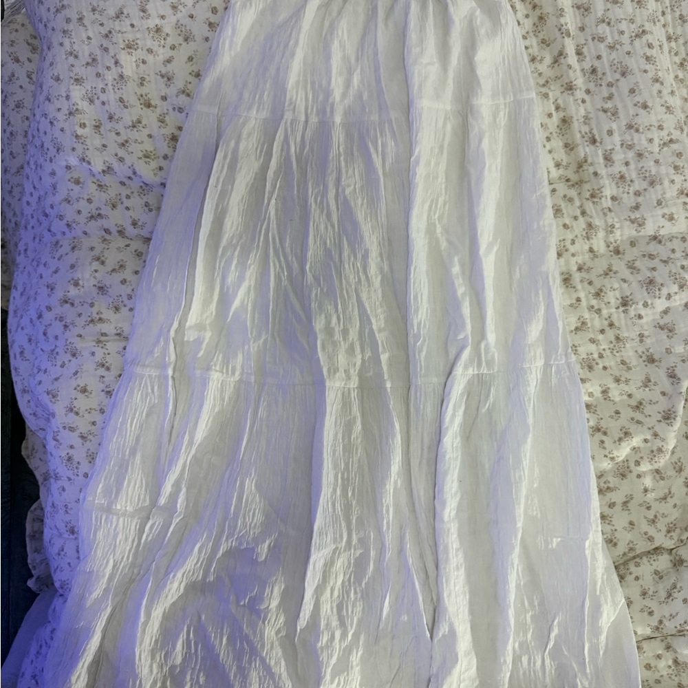 Stradivarius White Maxi Skirt